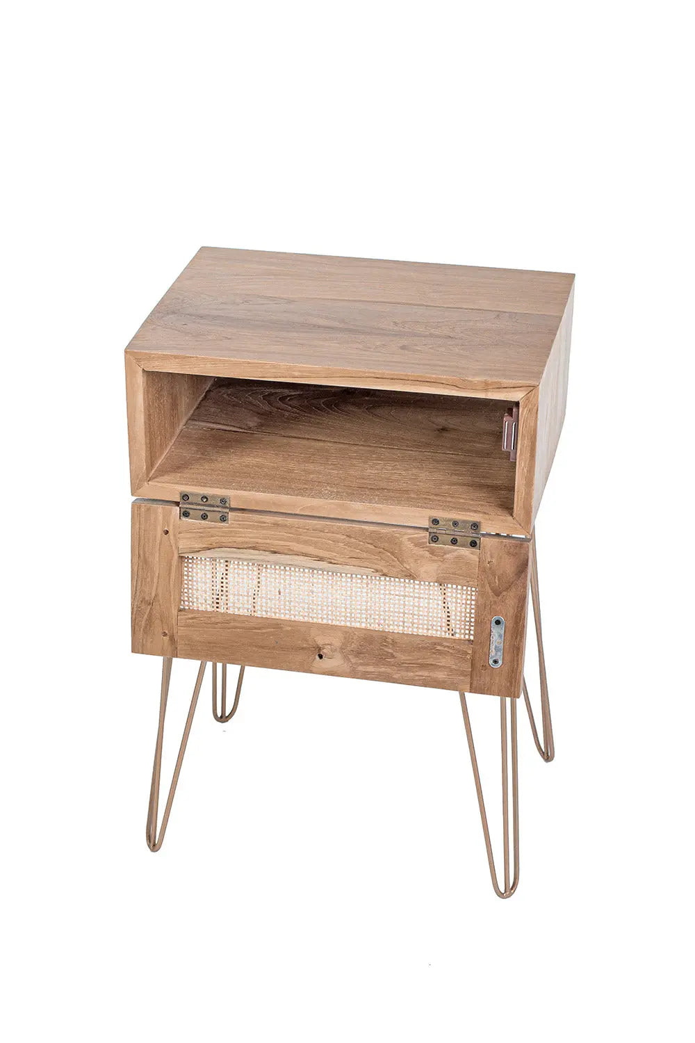 NEO Teak & Rattan Bedside Table | Boho Nightstand