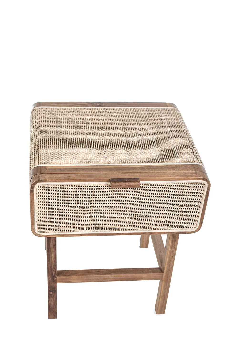 TARO Teak & Rattan Bedside Table | Boho Nightstand