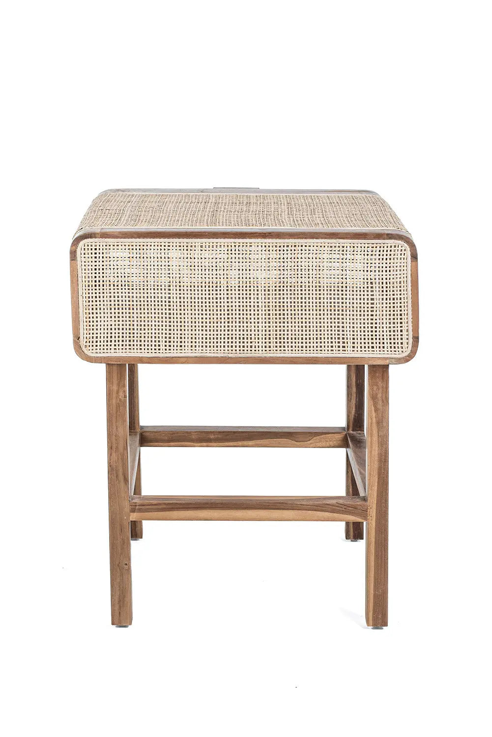 TARO Teak & Rattan Bedside Table | Boho Nightstand