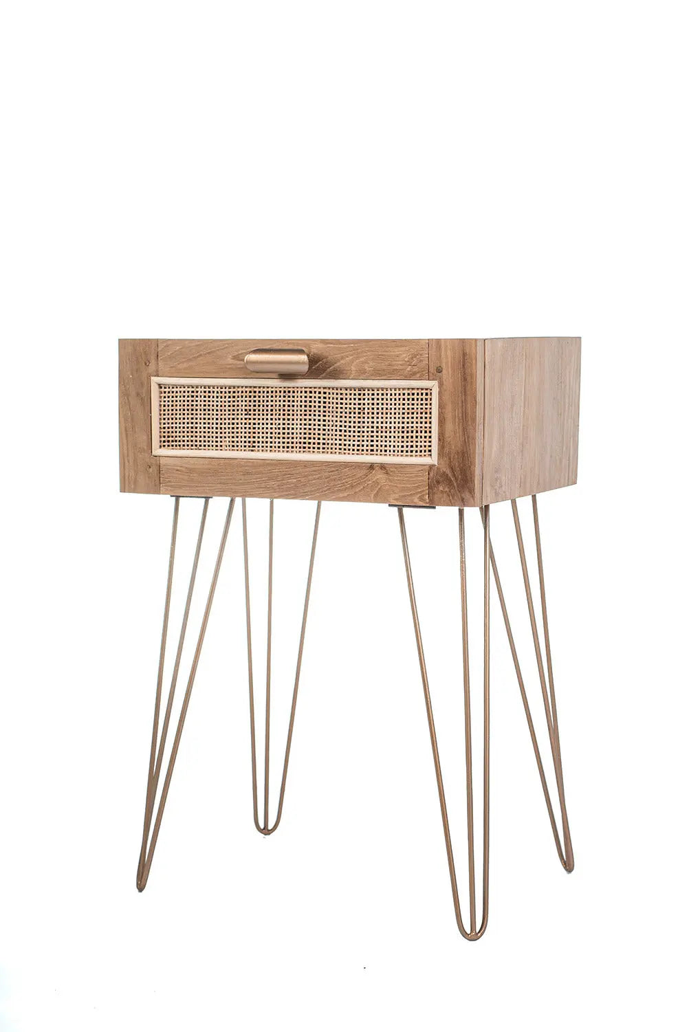 NEO Teak & Rattan Bedside Table | Boho Nightstand