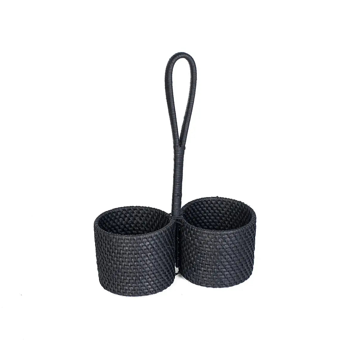 Cutlery Holder Rattan BLACK | Stylish Kitchen Organizer