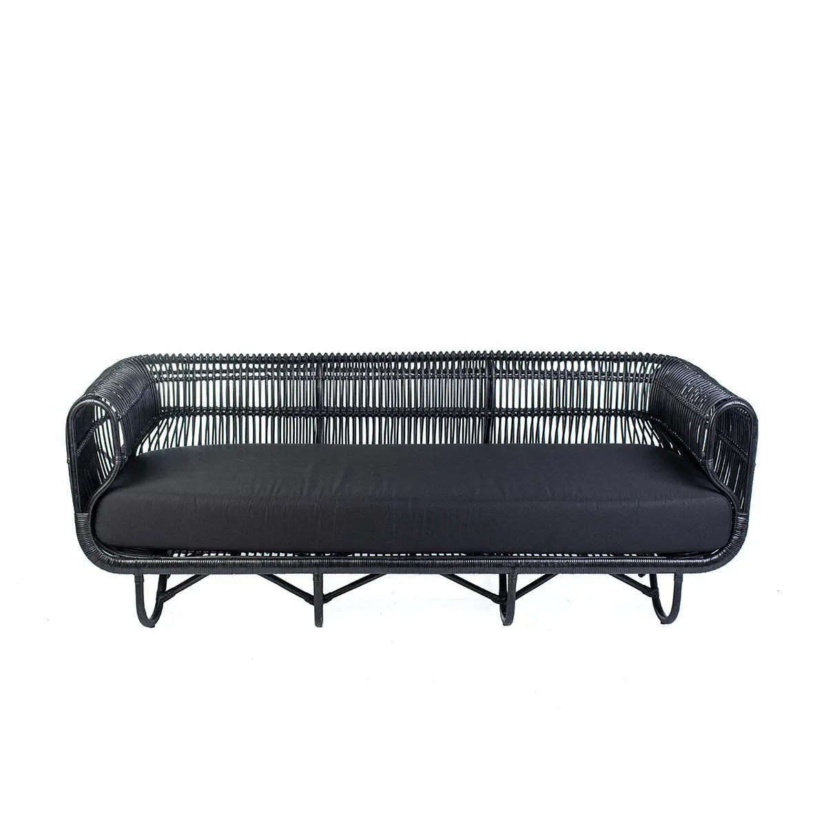 VICTORIA Trio Rattan Sofa Black | Boho Living Room