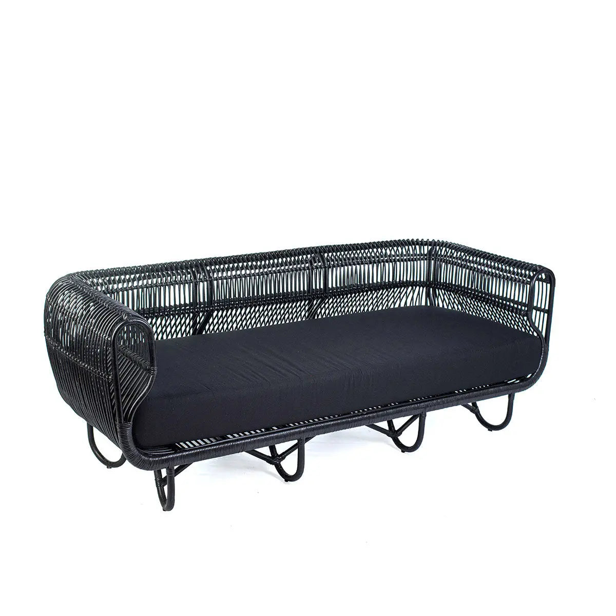 VICTORIA Trio Rattan Sofa Black | Boho Living Room