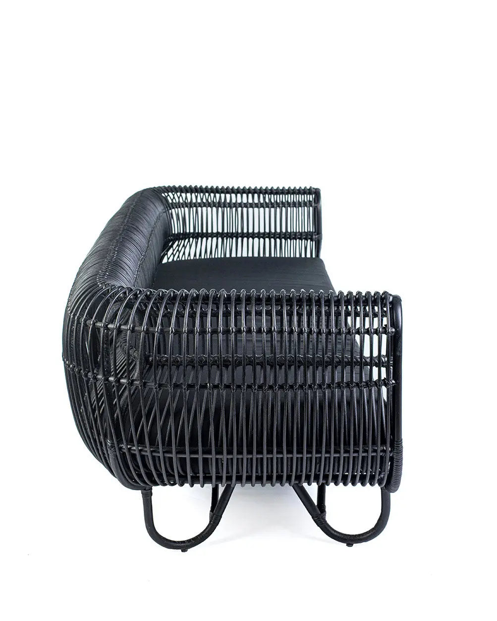 VICTORIA Trio Rattan Sofa Black | Boho Living Room