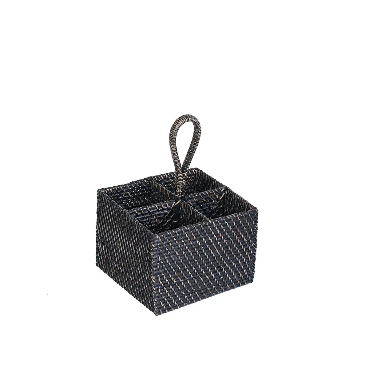 Spoon Holder Rattan SQUARE Black 18 cm | Kitchen Décor