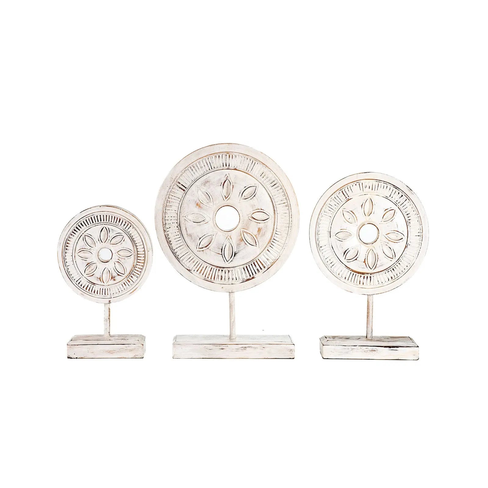 KABANN White Wooden Standing Decoration Set 3 pcs | Handcrafted