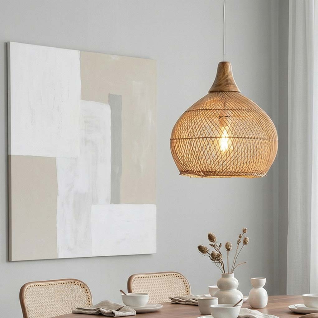 KUBA Rattan Pendant Lamp Natural Ø35 cm | Handwoven Accent Lamp
