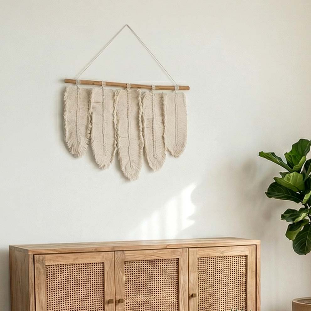 BOHO LEAVES Macrame Wall Decoration 100x70 cm | Handcrafted Boho Art