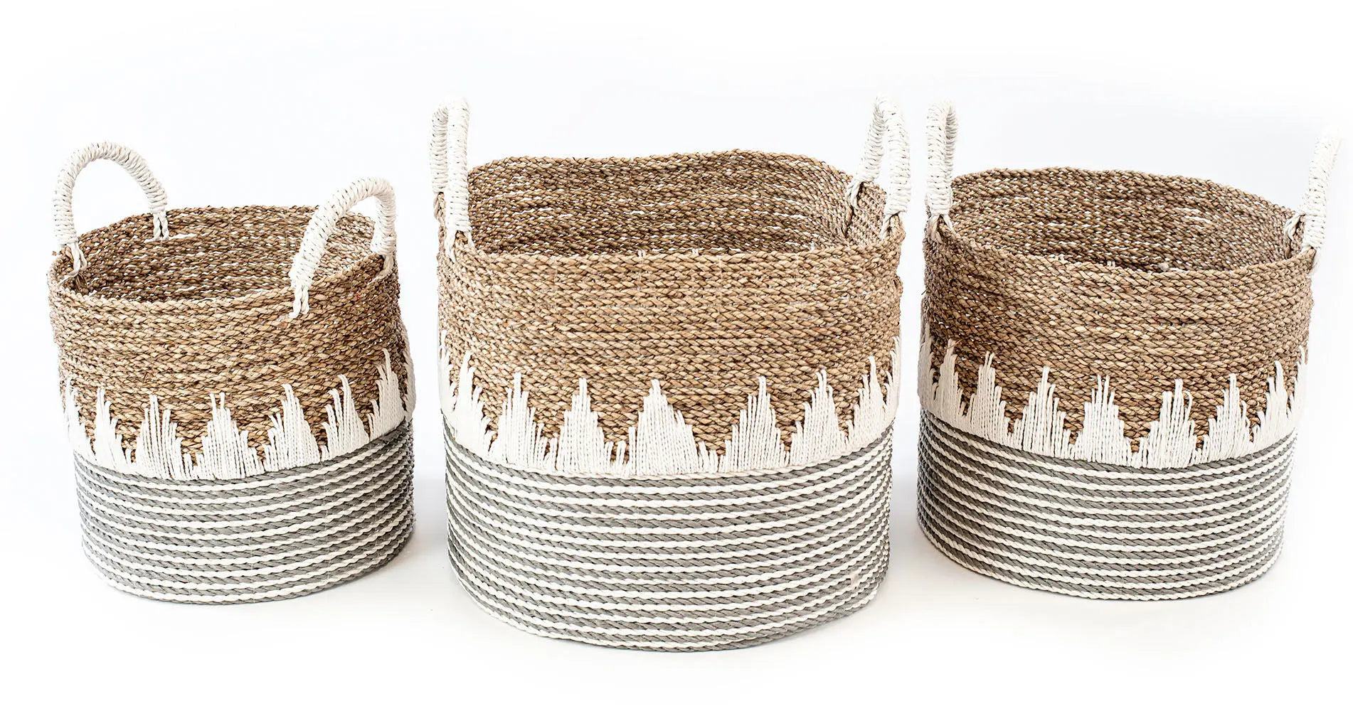 JIPJIP Wicker Basket Set Ø30, 35, 40 cm | Handcrafted Storage Solution