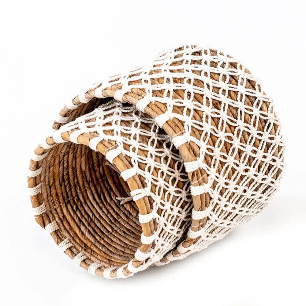 SHALA Woven Small Baskets Ø13 & 16 cm | Handcrafted Storage Set