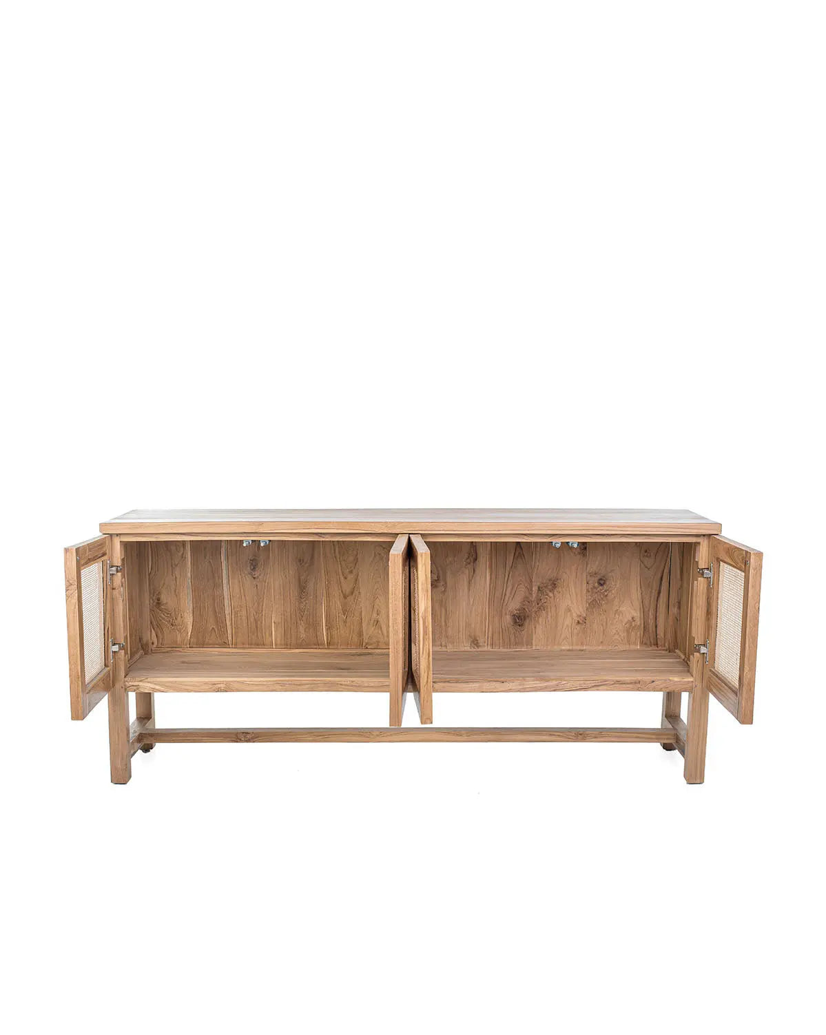 RIMI Teak & Rattan Cabinet 4 Doors | Boho Storage Sideboard
