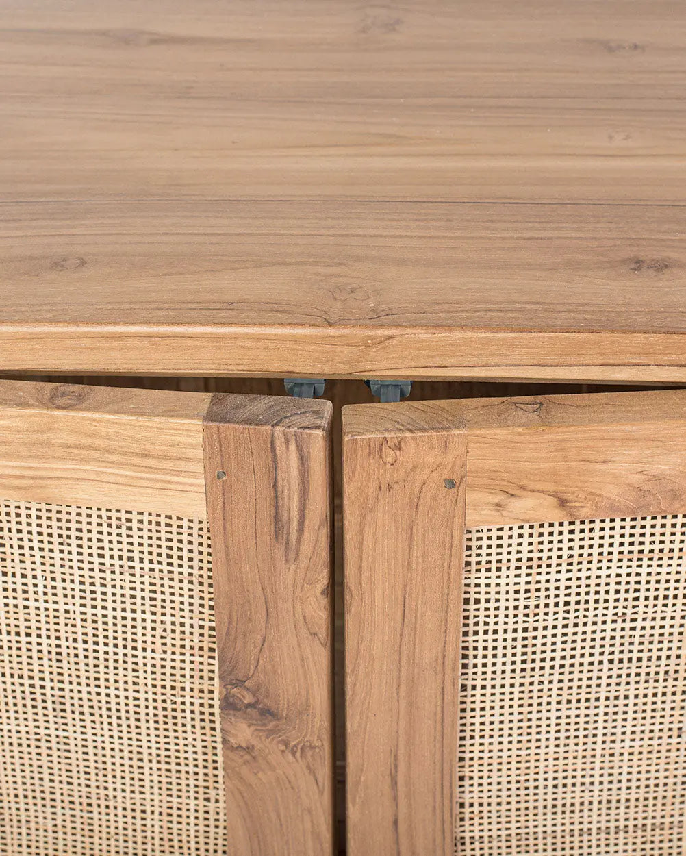RIMI Teak & Rattan Cabinet 4 Doors | Boho Storage Sideboard
