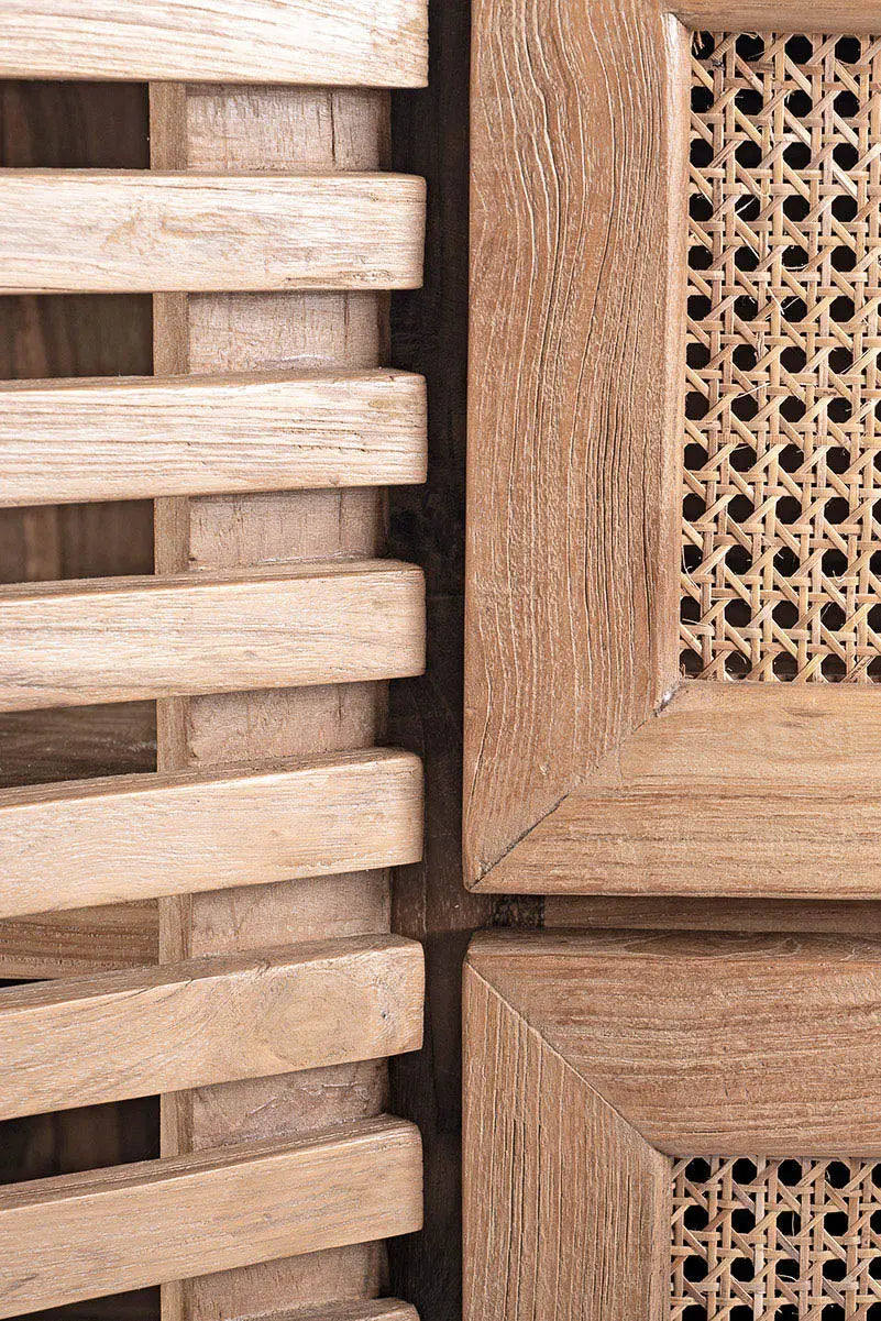 CHAKKI Teak & Rattan Cabinet | Handcrafted Functional Storage