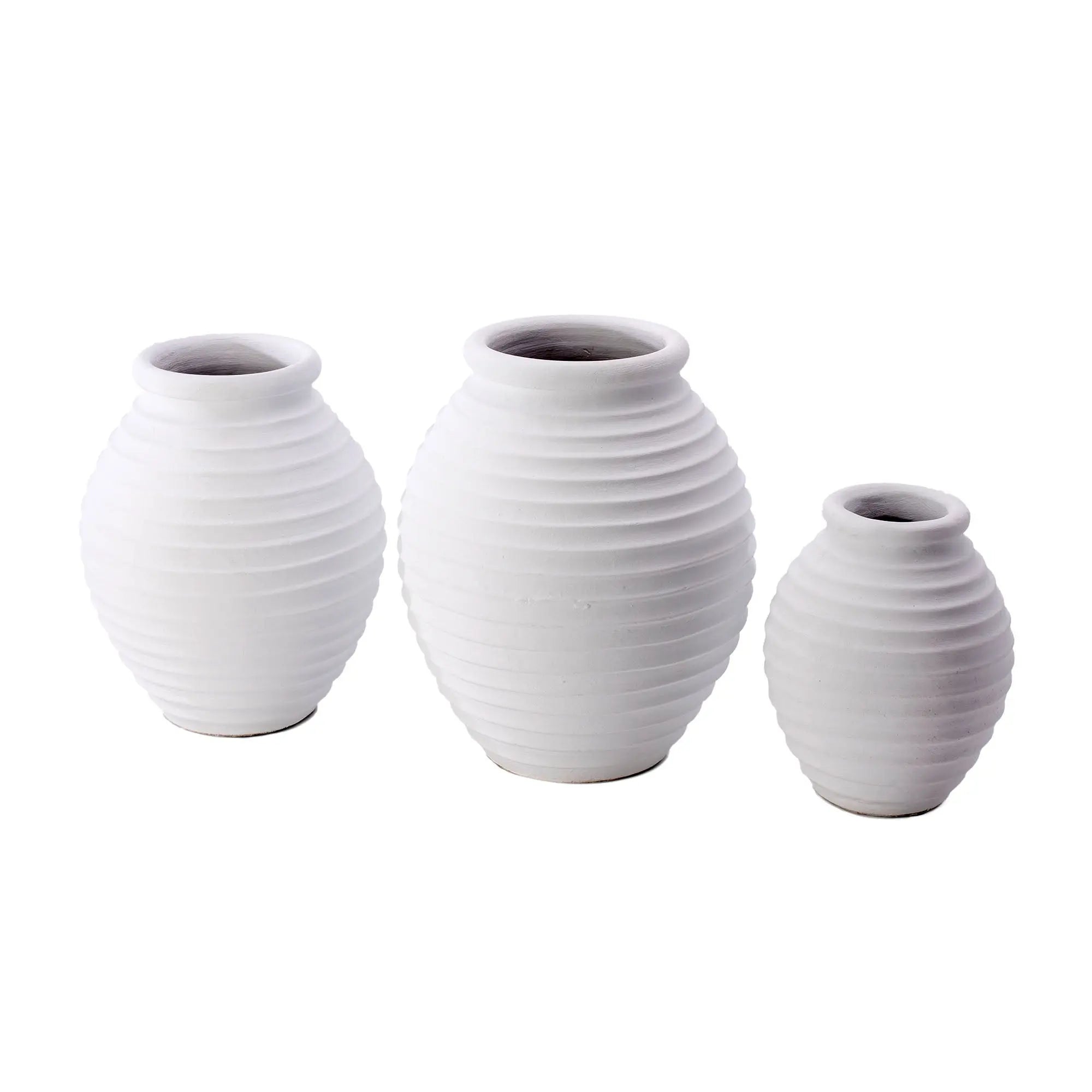 LOS COCOS White Ceramic Vase Set 3 Pieces | Handcrafted Home Decor