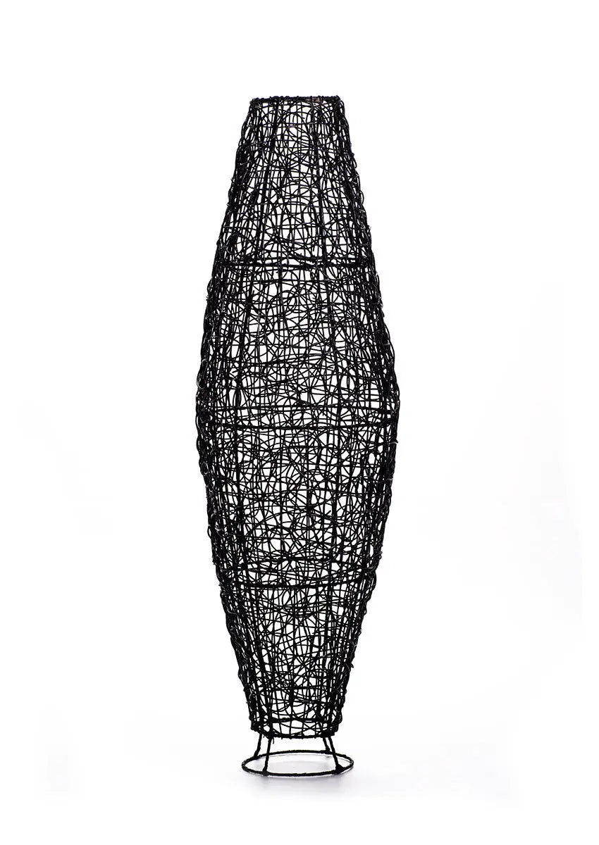 MAYA Rattan Floor Lamp Black 120 cm | Statement Accent Lamp