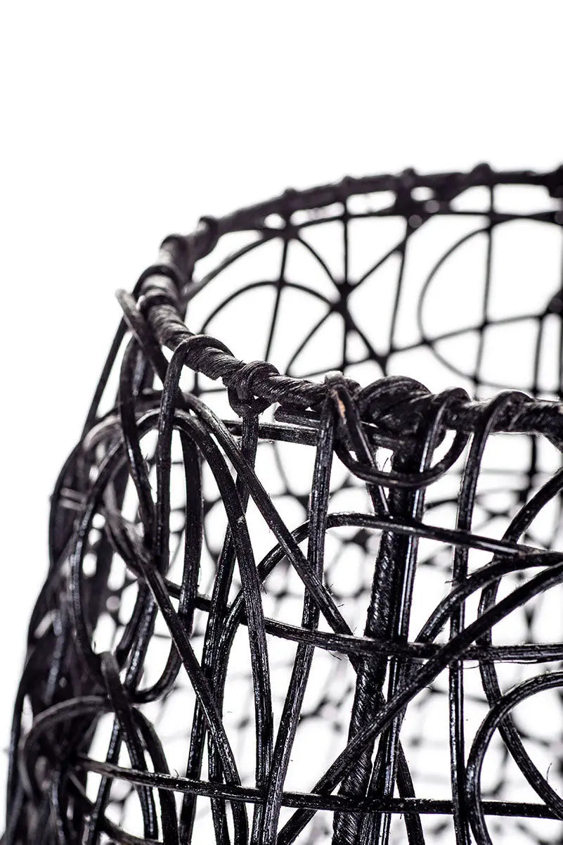 MAYA Rattan Floor Lamp Black 120 cm | Statement Accent Lamp