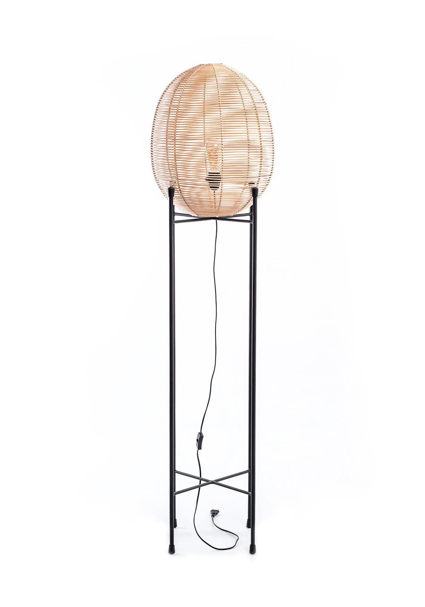 JAMAICA Rattan & Iron Floor Lamp 160 cm | Home Lighting