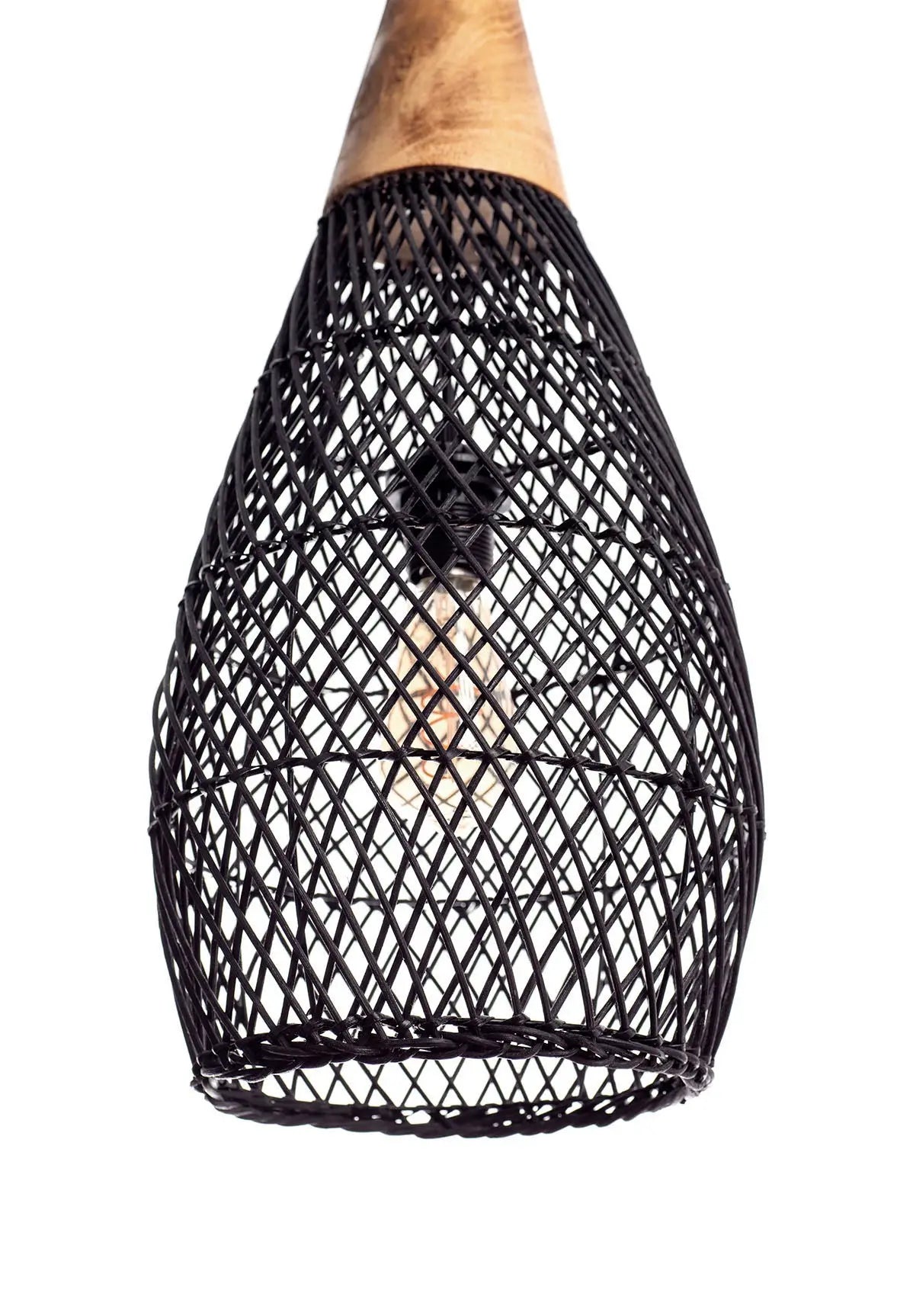 JAKARTA Rattan Pendant Lamp Black Ø25 cm | Handcrafted Lighting