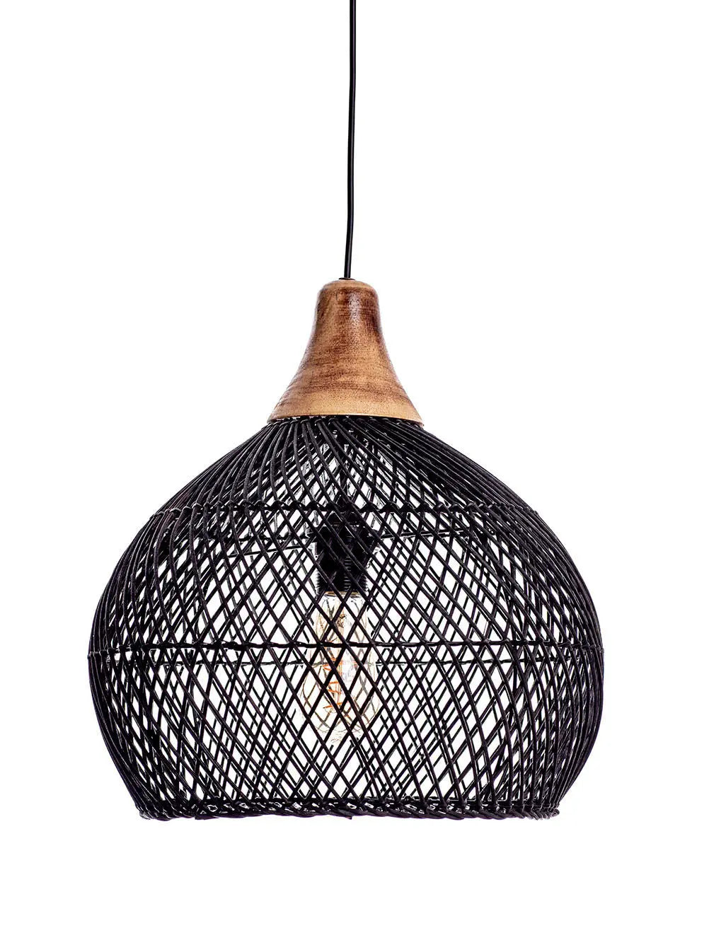KUBA Rattan Pendant Lamp Black Ø35 cm | Modern Accent Lighting