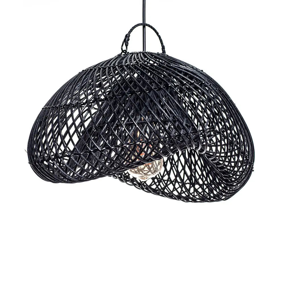 LEA Rattan Pendant Lamp Black 26x40 cm | Home Lighting