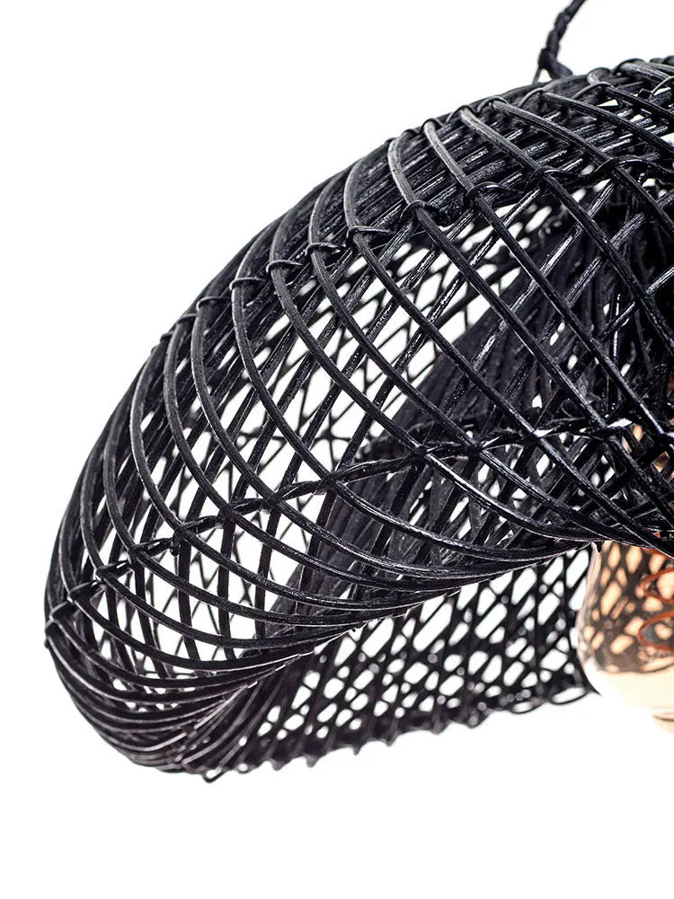 LEA Rattan Pendant Lamp Black 26x40 cm | Home Lighting