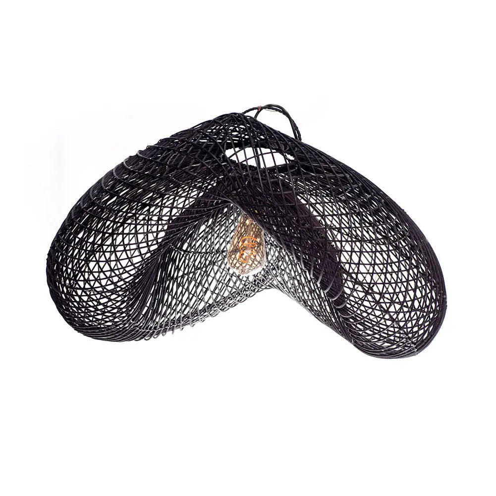 LEA Rattan Pendant Lamp Black 30x65 cm | Modern Artisan Lighting