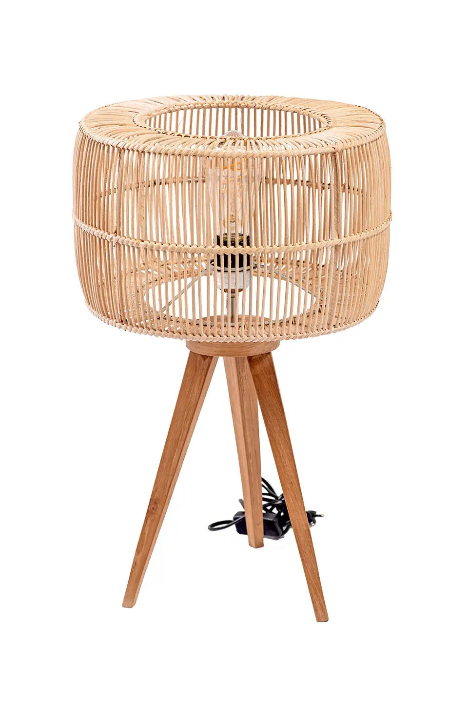 CANNGU Rattan & Teak Table Lamp 32x50 cm