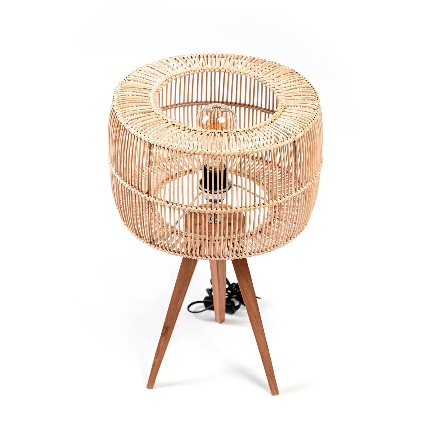 CANNGU Rattan & Teak Table Lamp 32x50 cm