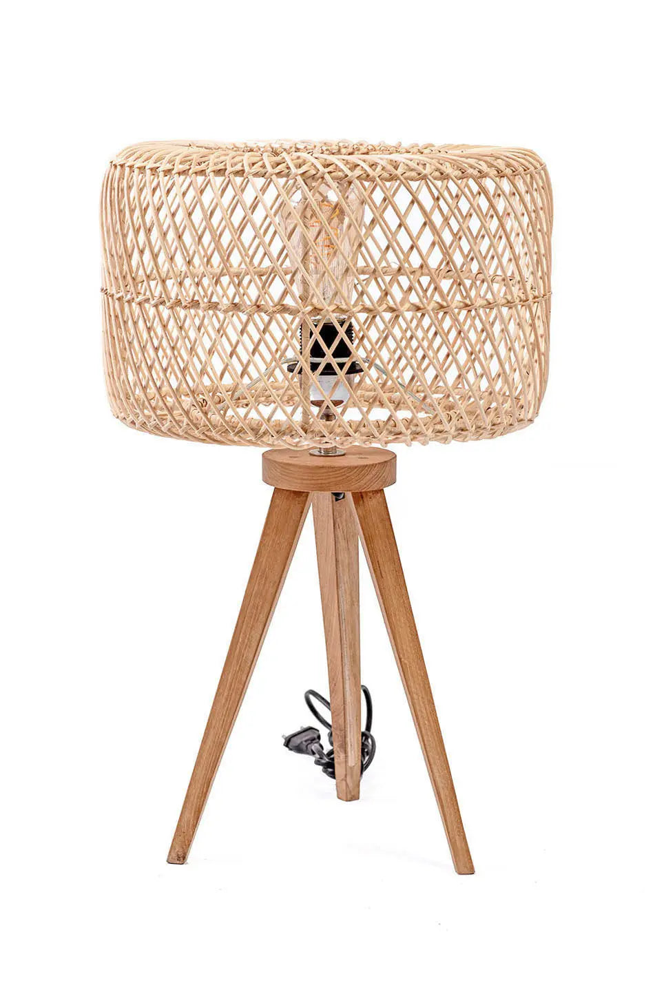 SANUR Rattan & Teak Table Lamp 32x50 cm | Boho Lighting