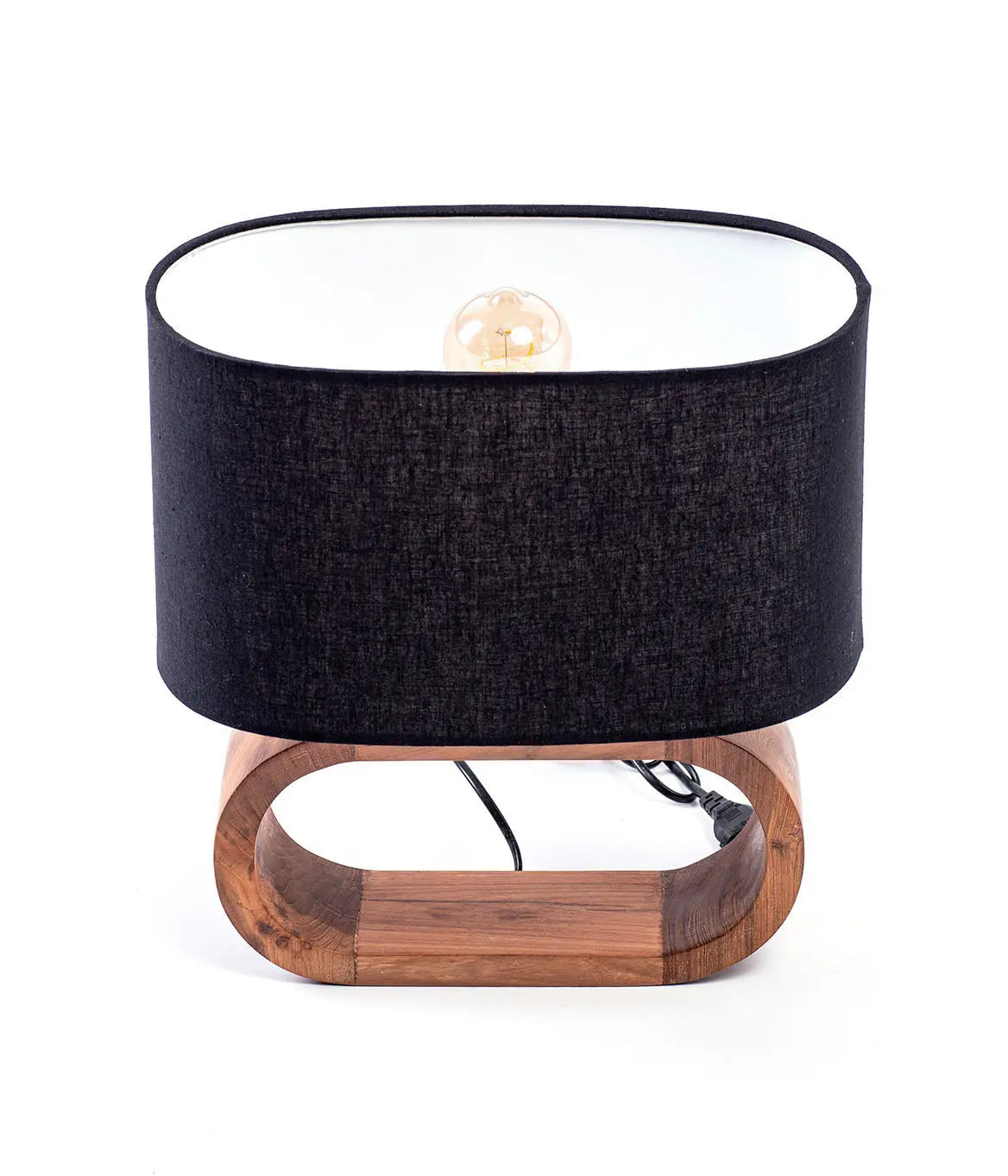 GOA Linen & Wood Table Lamp Black 35 cm | Handcrafted Accent Lamp