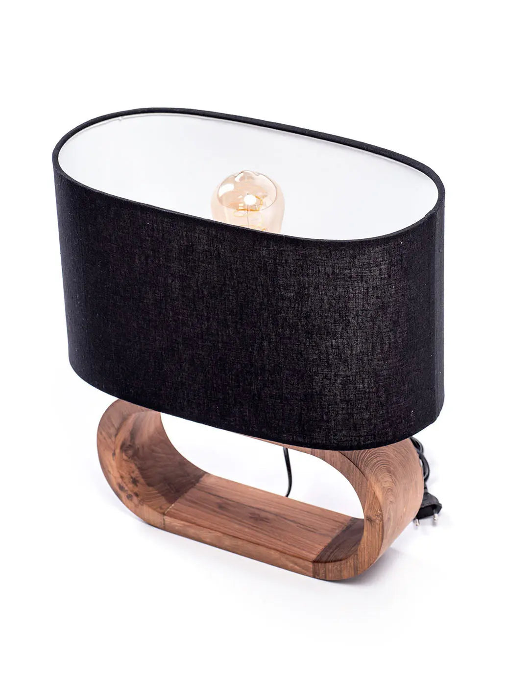 GOA Linen & Wood Table Lamp Black 35 cm | Handcrafted Accent Lamp