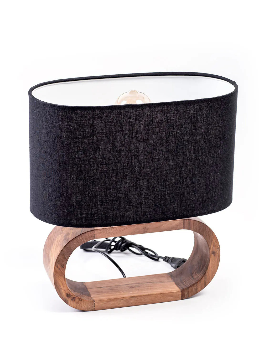 GOA Linen & Wood Table Lamp Black 35 cm | Handcrafted Accent Lamp