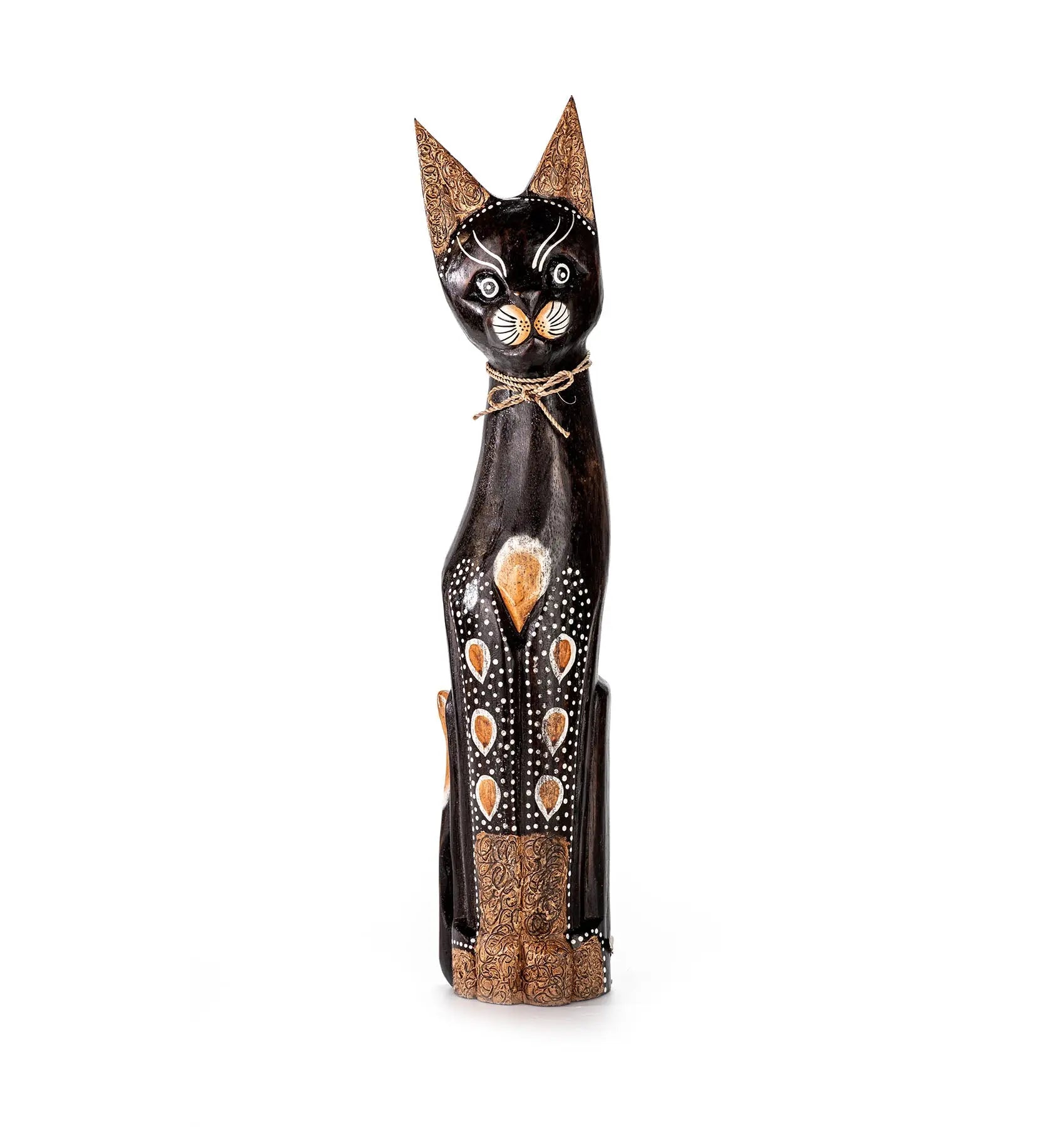 MEONG Wooden Cat Statue 11x60 cm | Handcrafted Exotic Wood Art