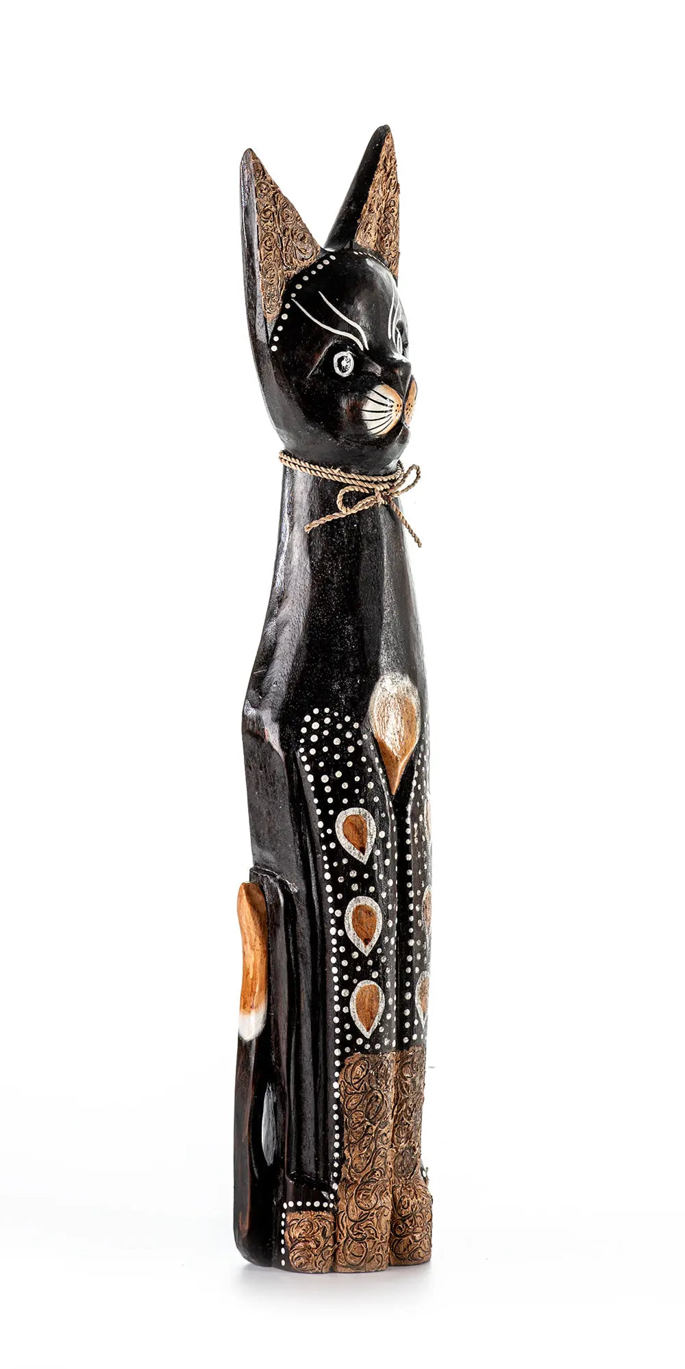 MEONG Wooden Cat Statue 11x60 cm | Handcrafted Exotic Wood Art