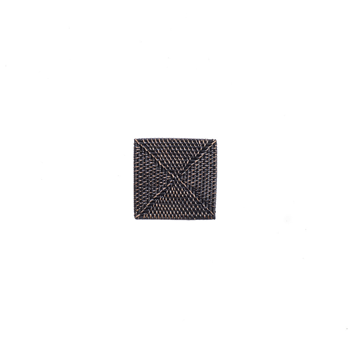 Single rattan square coaster in white background