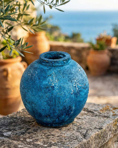 EFFE Blue Ceramic Vase Set 3 Pieces | Handcrafted Decorative Accents