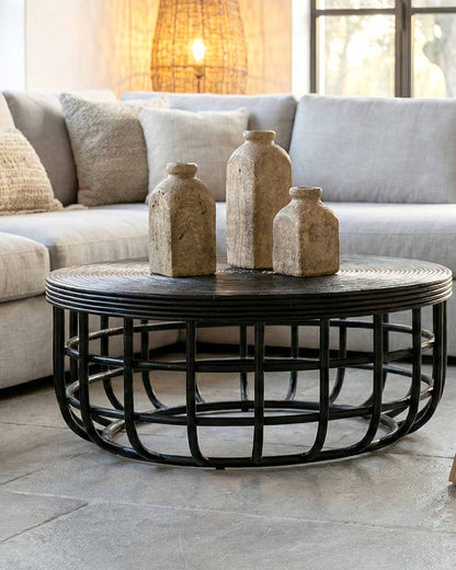 ANGLE Rattan Coffee Table Black 100 cm | Boho Living