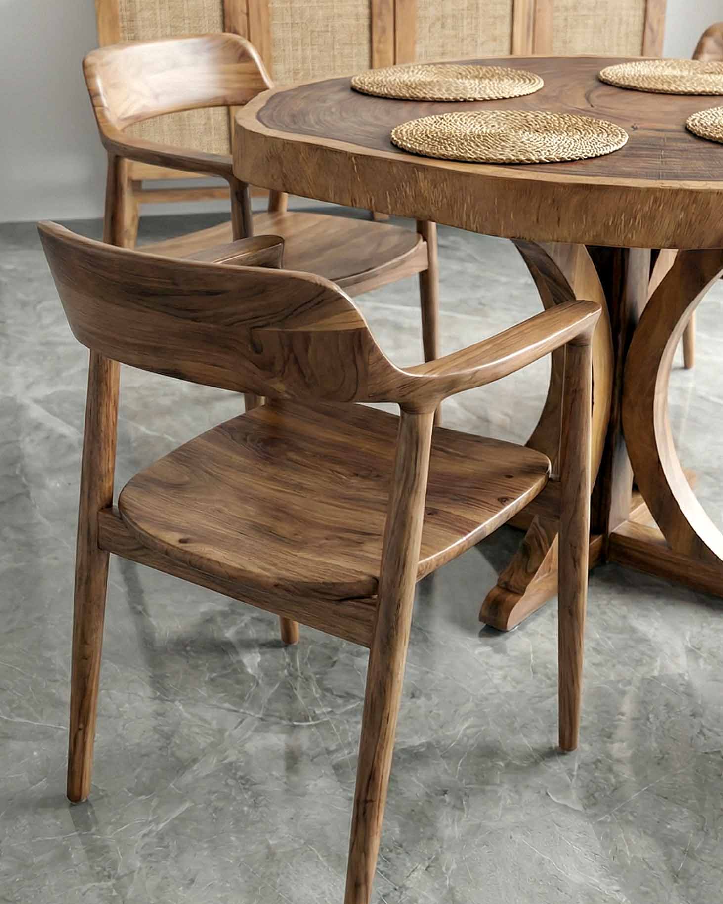 SUGAR SAND Dining Chair | Exotic Wood High-Back Seat