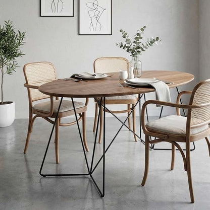 SENA Solid Wood & Metal Oval Dining Table 200x95 cm