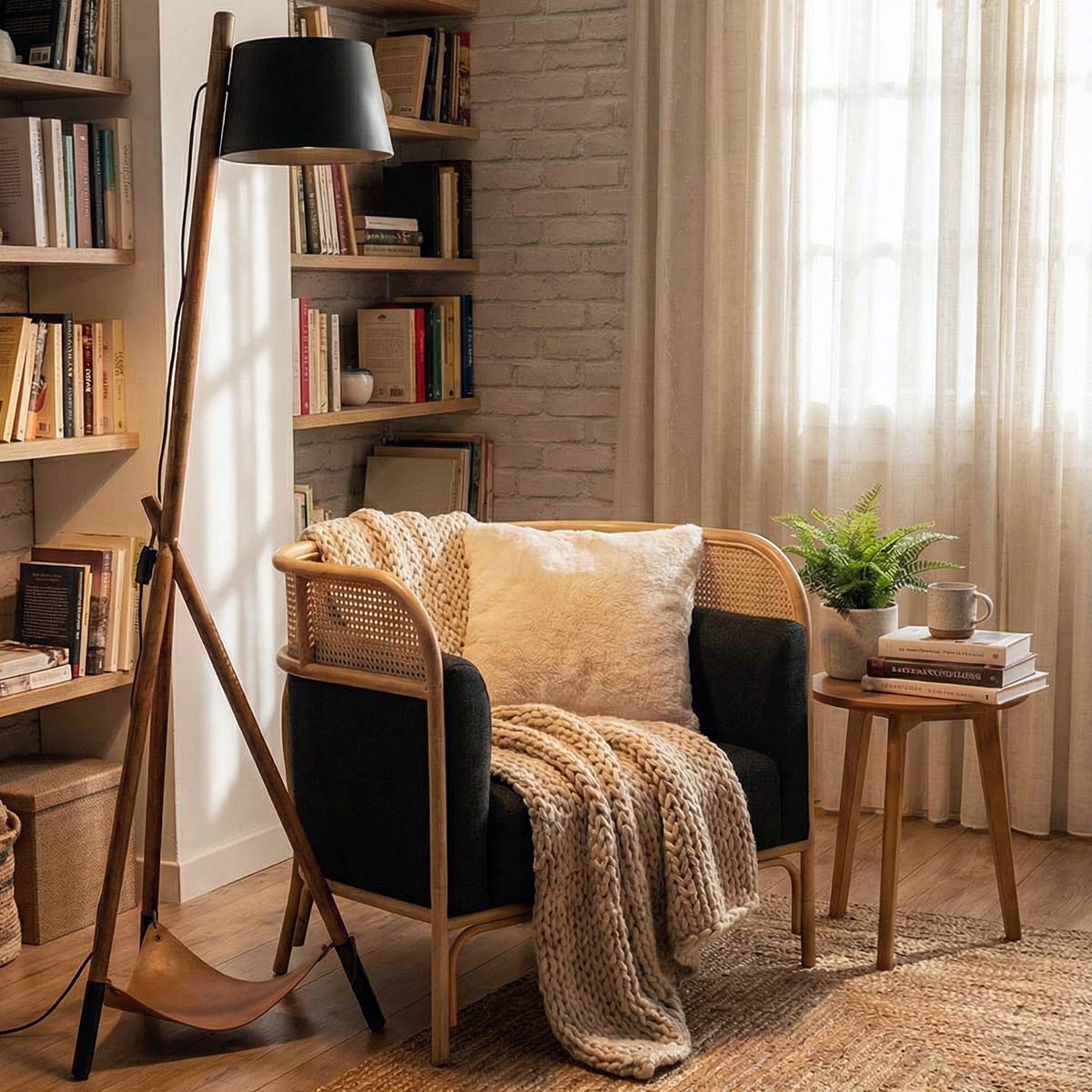 Floor Lamp Teak & Leather CAPRI 160 cm | Teak Lighting