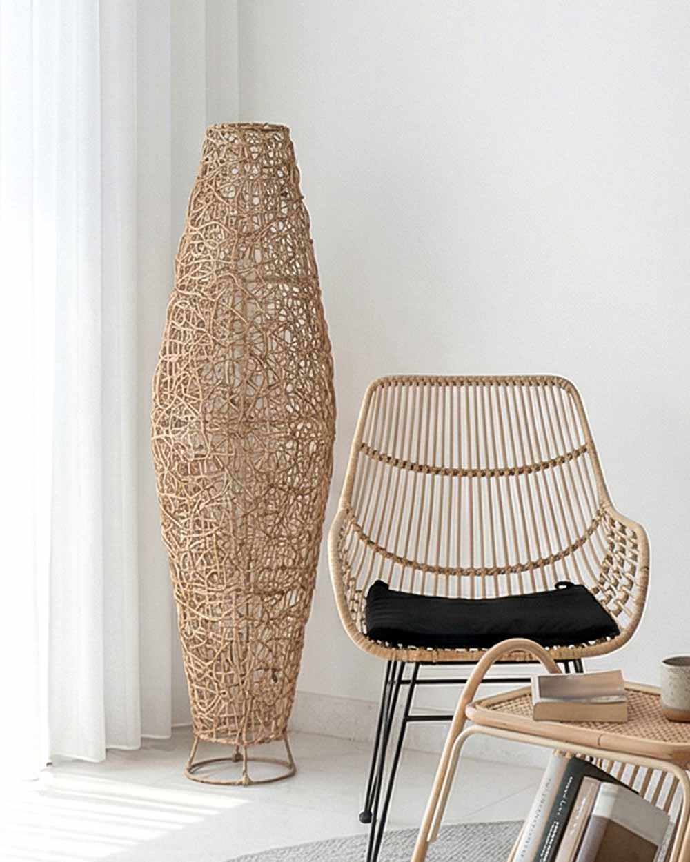 MAYA Rattan Floor Lamp Natural 120 cm | Exotic Accent Lamp
