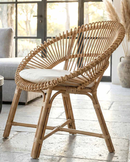 EGG ARM Rattan Lounge Chair | Boho Accent Seating