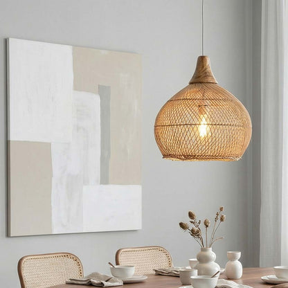KUBA Rattan Pendant Lamp Natural Ø35 cm | Handwoven Accent Lamp