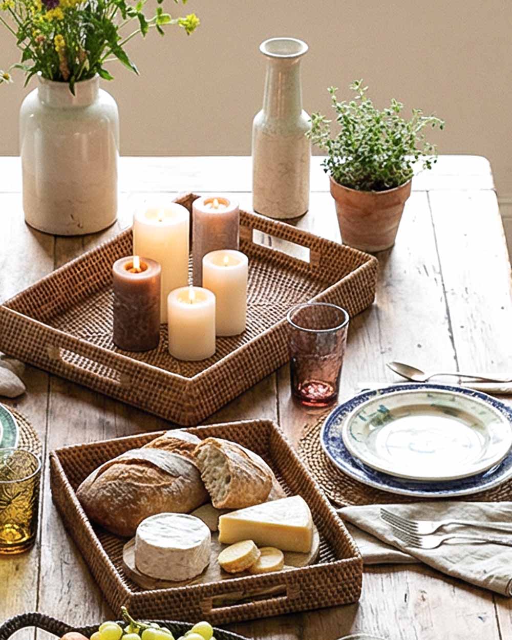 Tray Set Rattan | RECTANGULAR 35x45 & 30x40 cm Tangan Furniture