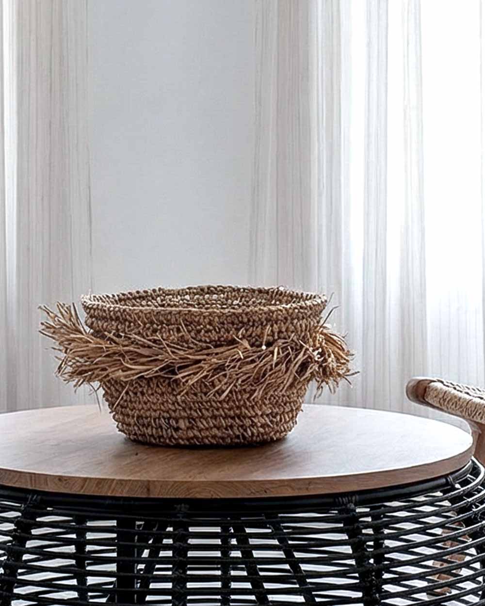 ARUNA Raffia Woven Basket Ø27 cm | Artisan Home Storage