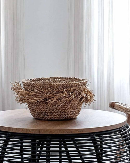 ARUNA Raffia Woven Basket Ø27 cm | Artisan Home Storage