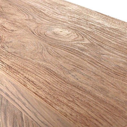 View of the top of teak wood cabinet.