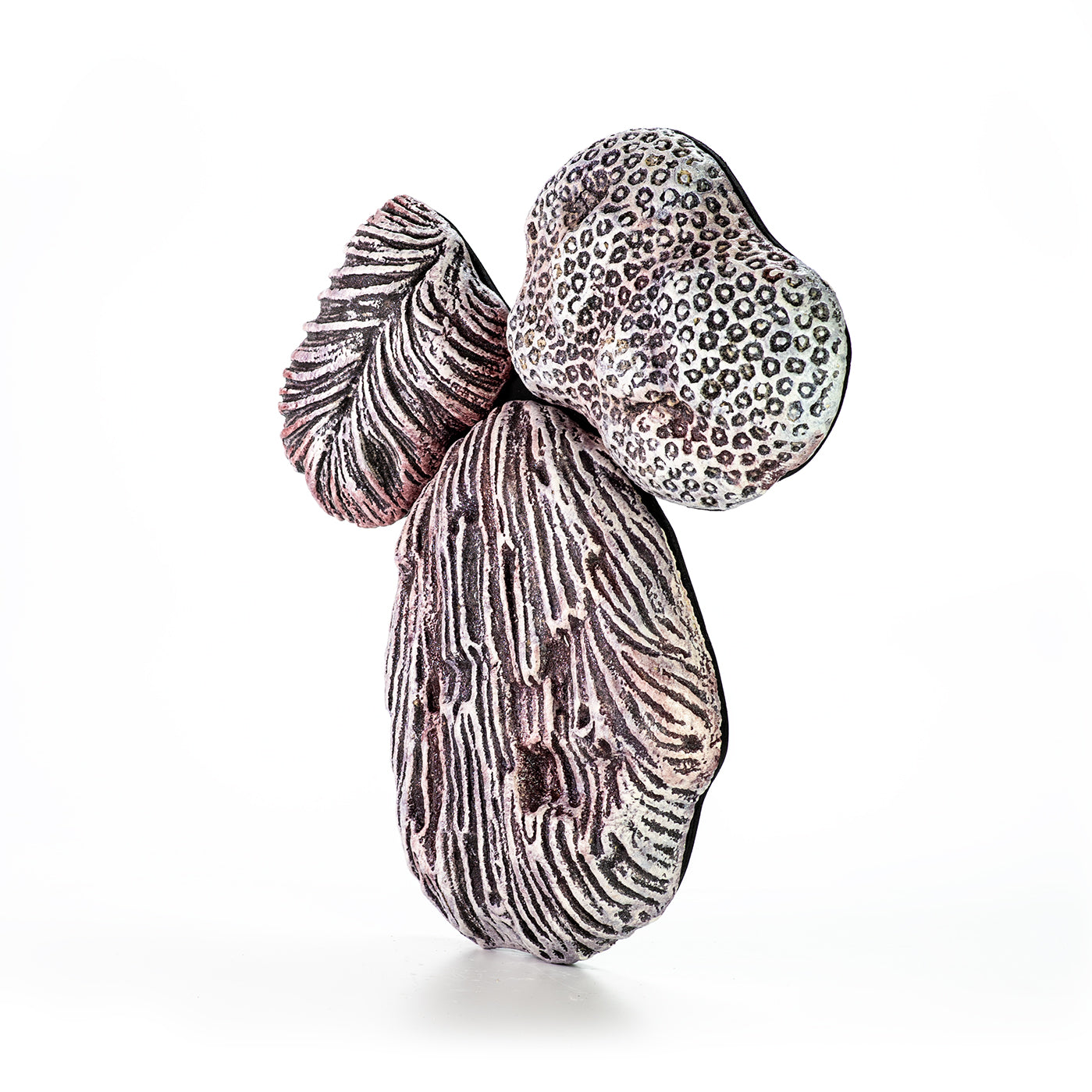 Hand painted ceramic wall decoration depicting marine coral elements in rose ash color.