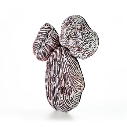 Hand painted ceramic wall decoration depicting marine coral elements in rose ash color.