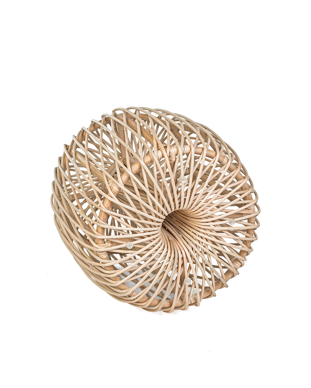 A natural color rattan coffee table with a glass top, suitable for indoors or outdoors use.